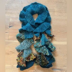 Teal Multi Color Handmade Crochet Scarf. Special !